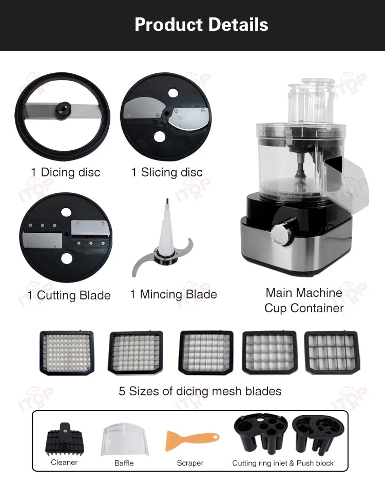 Itop Vec4 Multi-Function Food Processor Dicing/ Slicing/