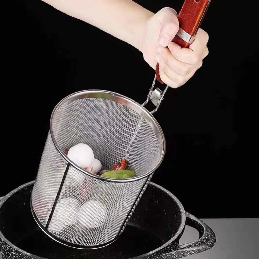 Durable Thickened Stainless Steel Funnel Wooden Handle Pasta