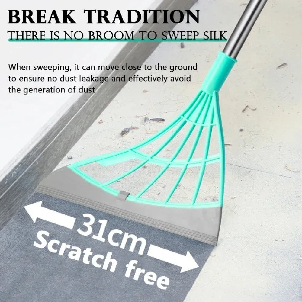 Silicone Floor Scraper Broom - Non-Stick Hair &