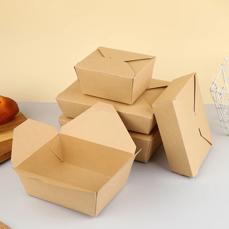 10pcs Disposable Fast Food Boxes Thickened Kraft Paper