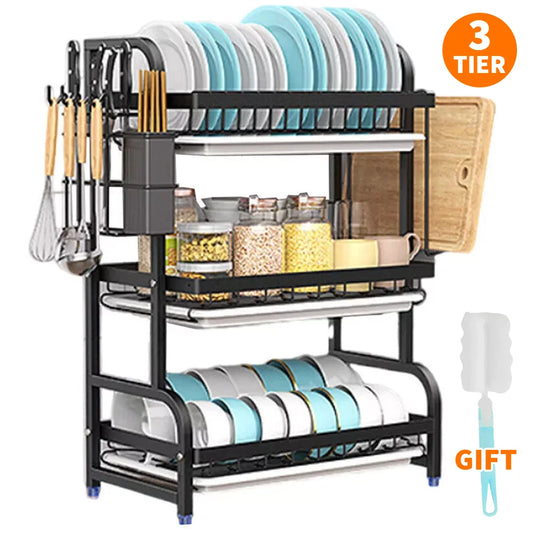 Tier Dish Organizer Dish Drying Rack Compact Dish