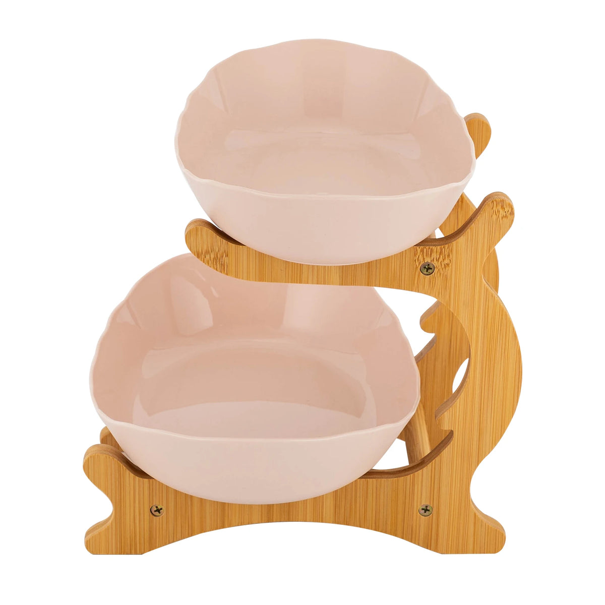 2-Tier Fruit Bowl Bamboo Fruit Basket Stand Food-Grade