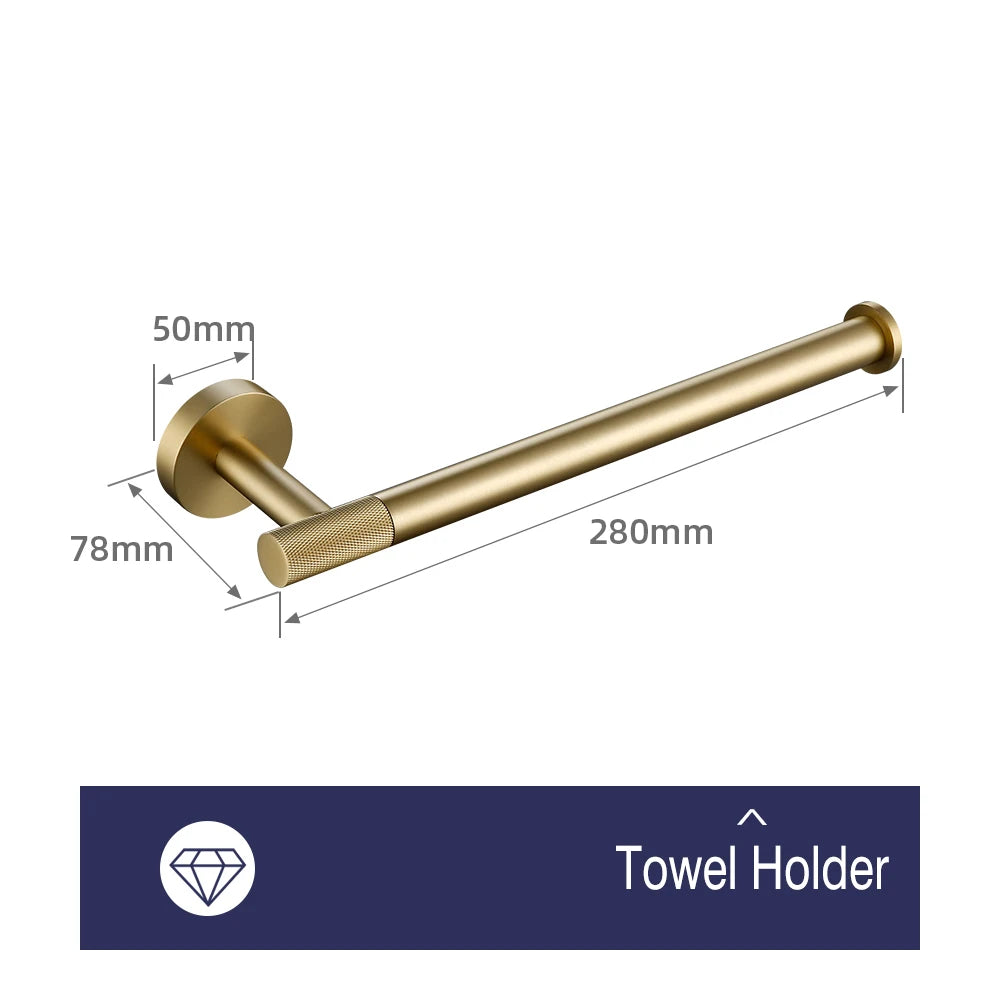 Brushed Gold Towel Rack Knurled Towel Bar Robe
