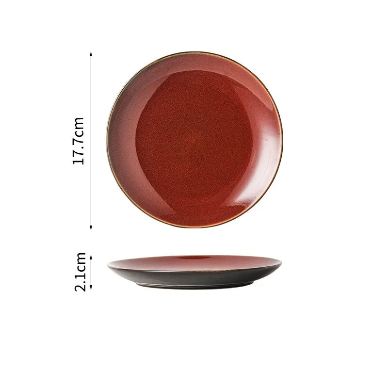 Ceramic Dinner Plate Creative Kiln Change Retro Shallow