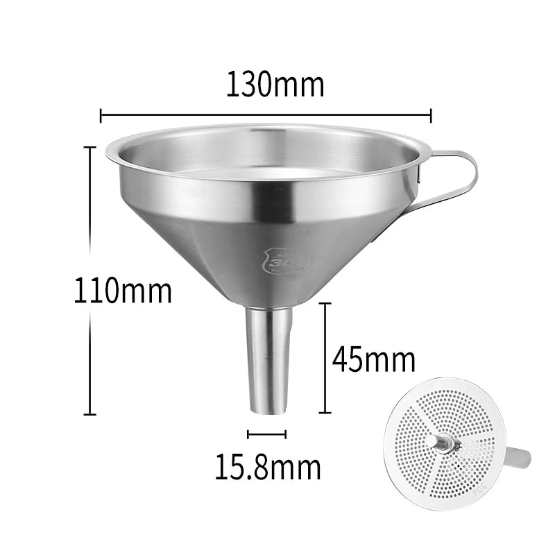 304 Stainless Steel Funnel Metal Wide Mouth Funnel