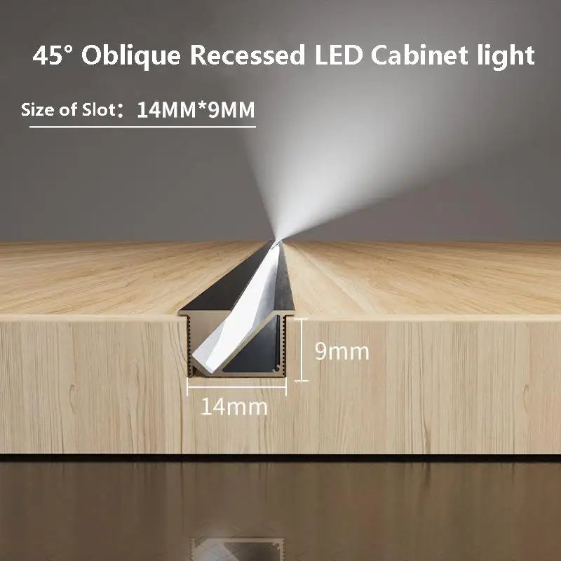 45degree Glowing Recessed Led Cabinet Light Aluminum Profile