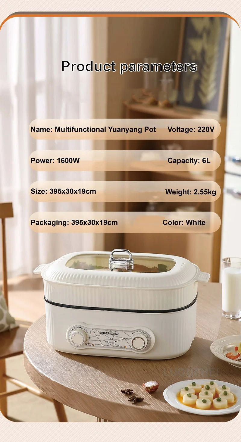 6l Double Liner Electric Pot Large Capacity Non-Stick