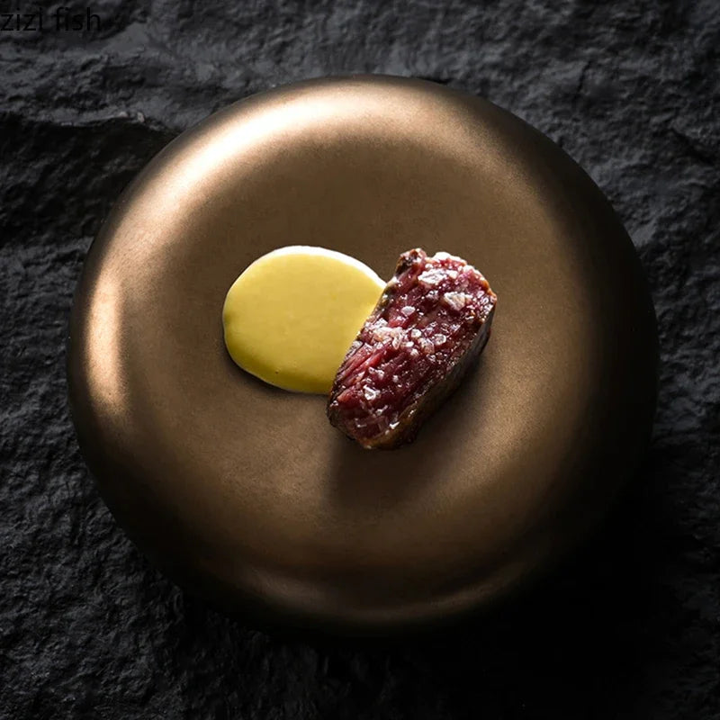 Solid Color Ceramic Double Layer Plate Restaurant Dim