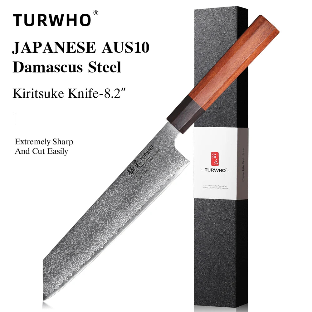 Turwho Hand Forged Japanese Chef Knife Damascus Steel
