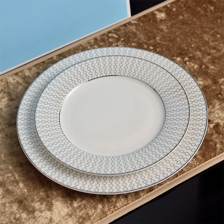 European Silvery Geometric High-End 8/10in Dining Plate Light