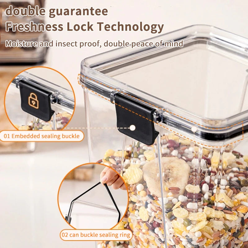 Airtight Sealed Plastic Food Storage Box Transparent Cereal