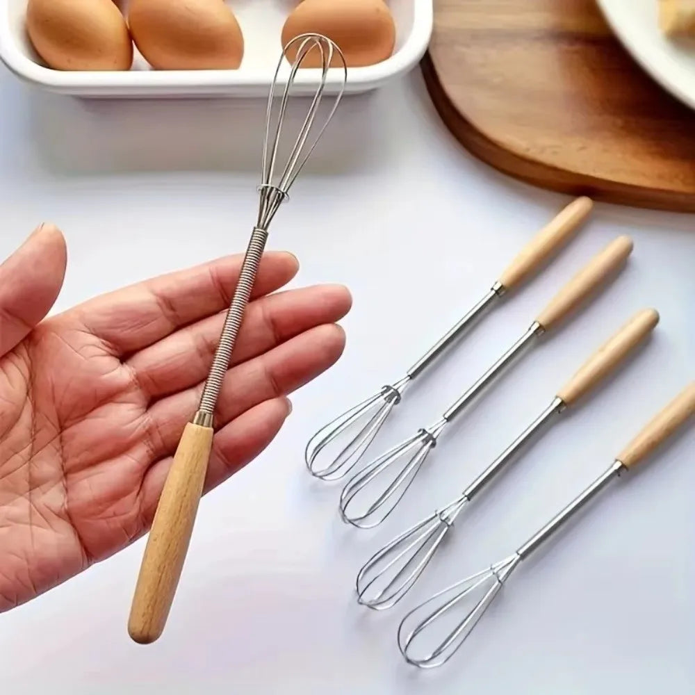 Solid Wood Handle Whisk Stainless Steel Wire Design