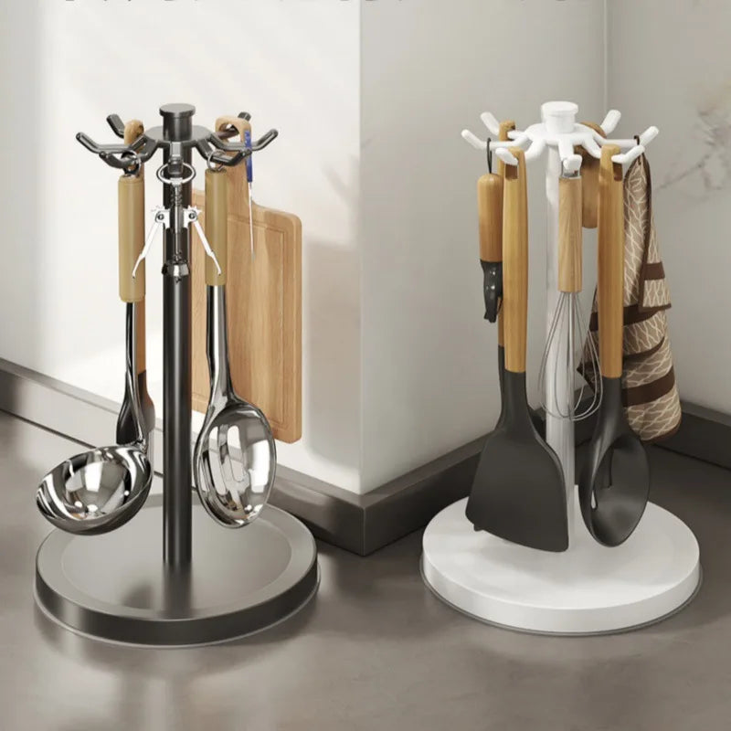 Utensil Stand Rotating Storage Hanger Hooks Countertop