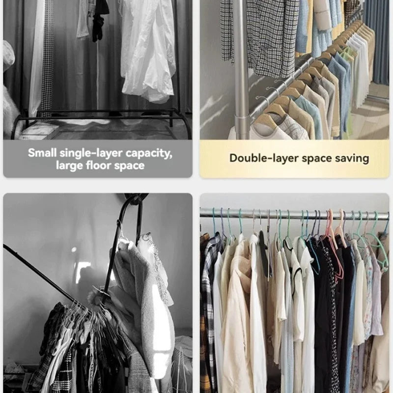 Floor Standing Clothes Rack Bedroom Hanging Clothes Rack