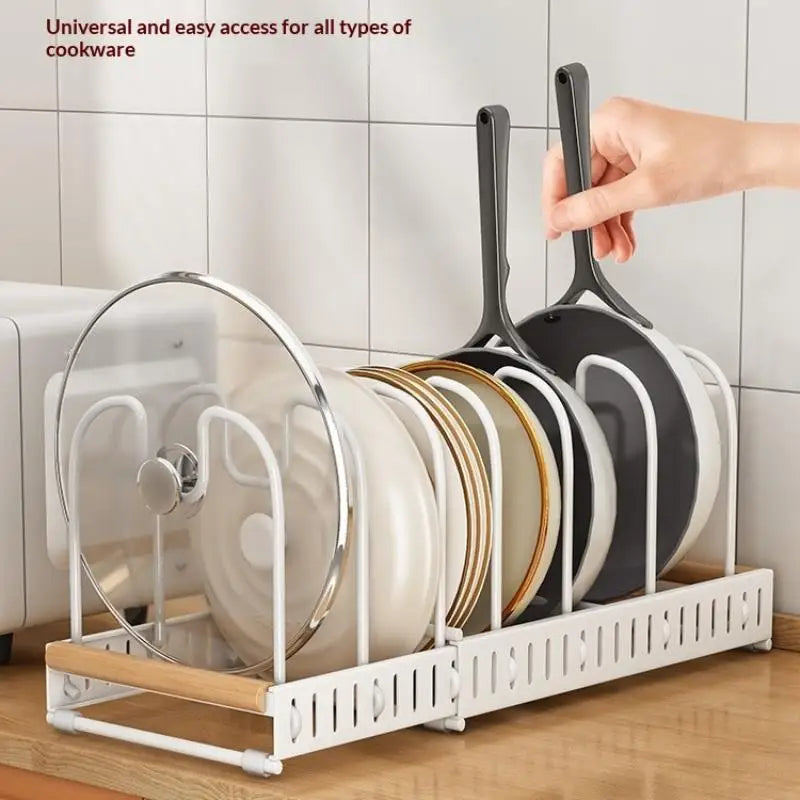 Expandable Pots Pans Organizer Rack Adjustable Rustproof Cookware