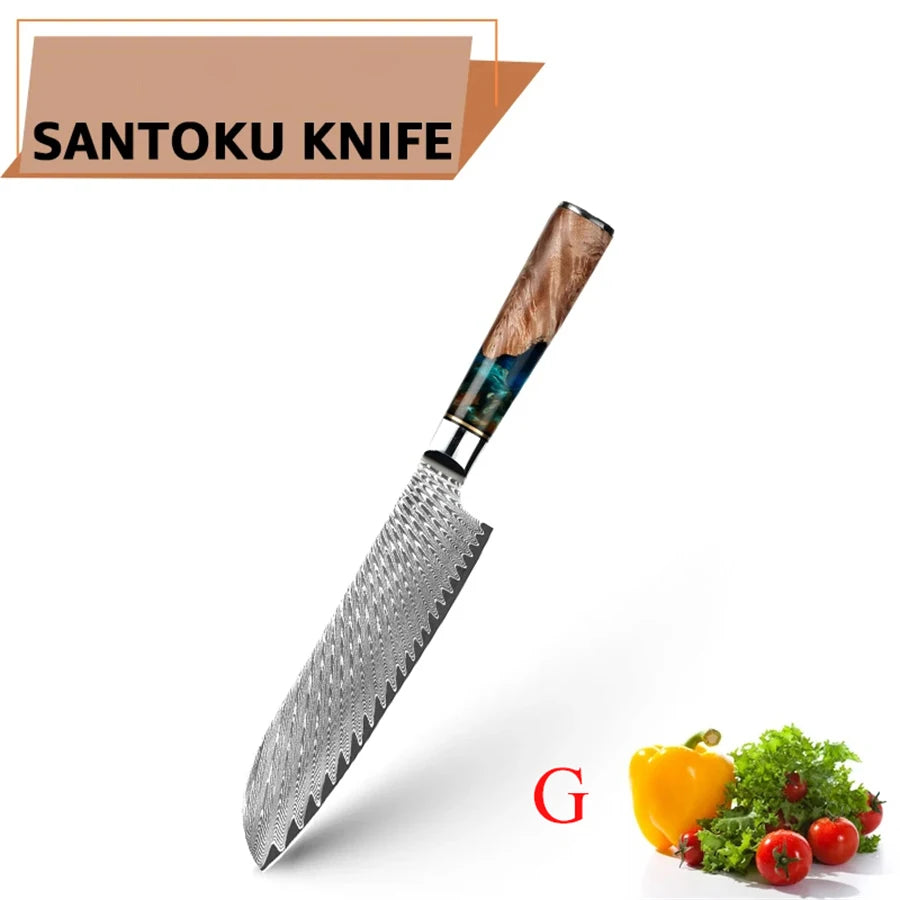 1pc Knife Damascus Steel Slicing Knife Meat Cleaver
