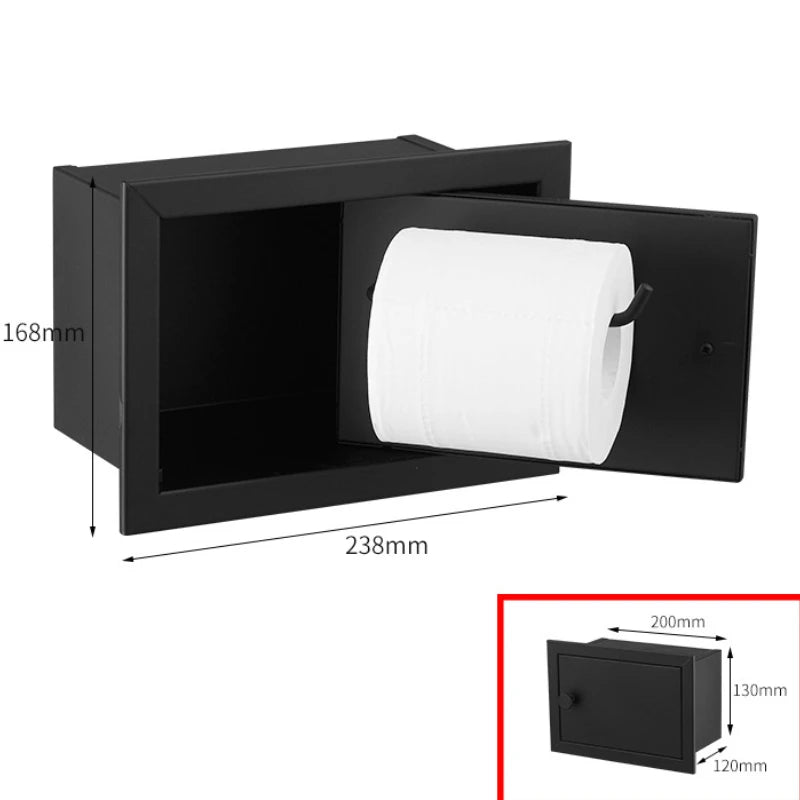 Recessed Matte Black Recessed Toilet Paper Roll Holder