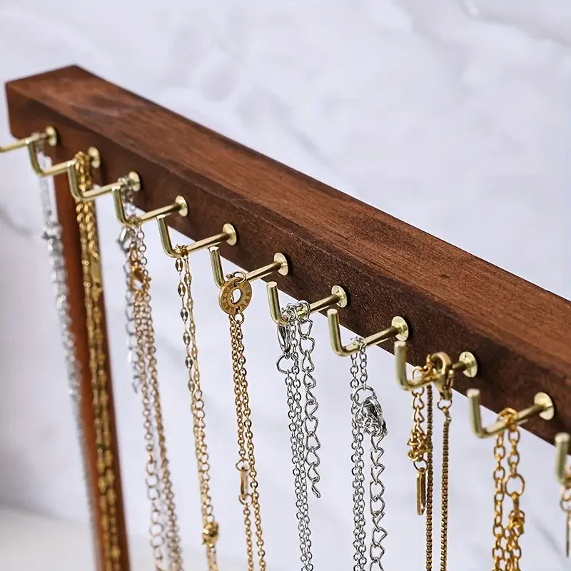 Jewelry Organizer Display Stand Wood Necklace Hanging Countertop