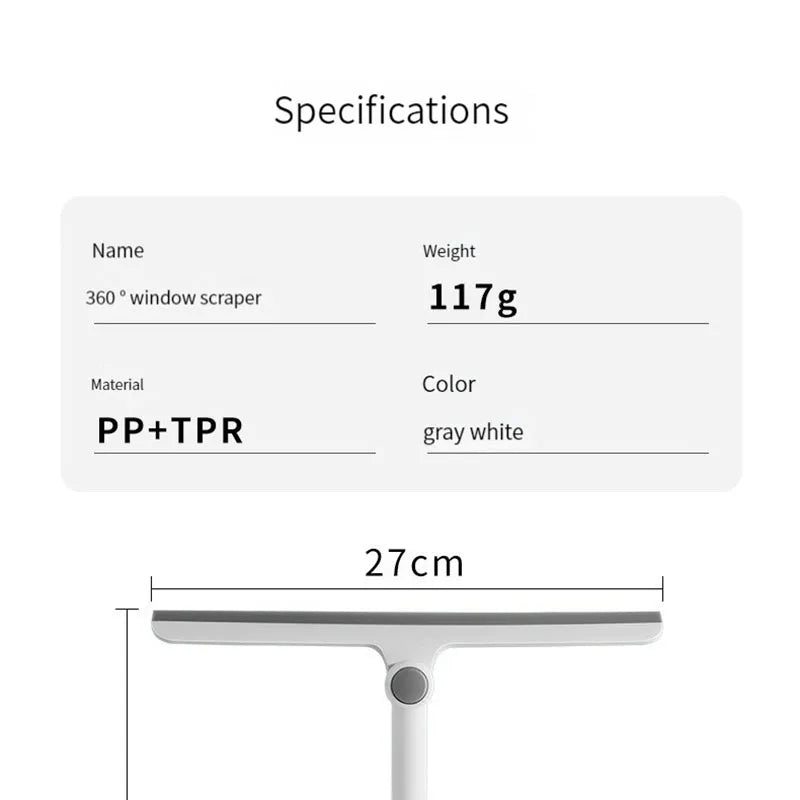 360 Degree Rotatable Shower Squeegee Glass Wiper Scraper