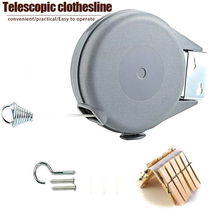 12m Retractable Clothesline Adjustable Telescopic Invisible