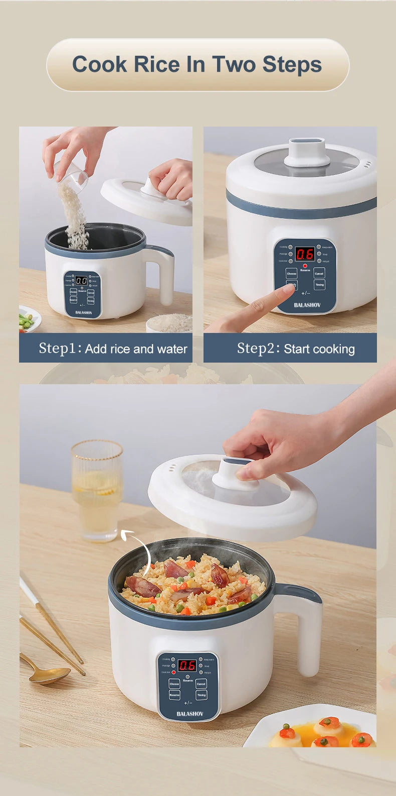 Electric Rice Cooker 110v/220v Multi Cooker Double Layer