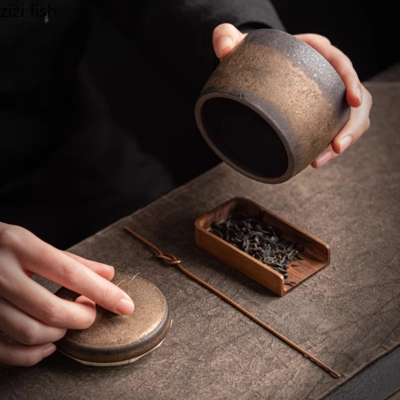 Small Sealed Jar Ceramic Tea Jar Tea Caddy