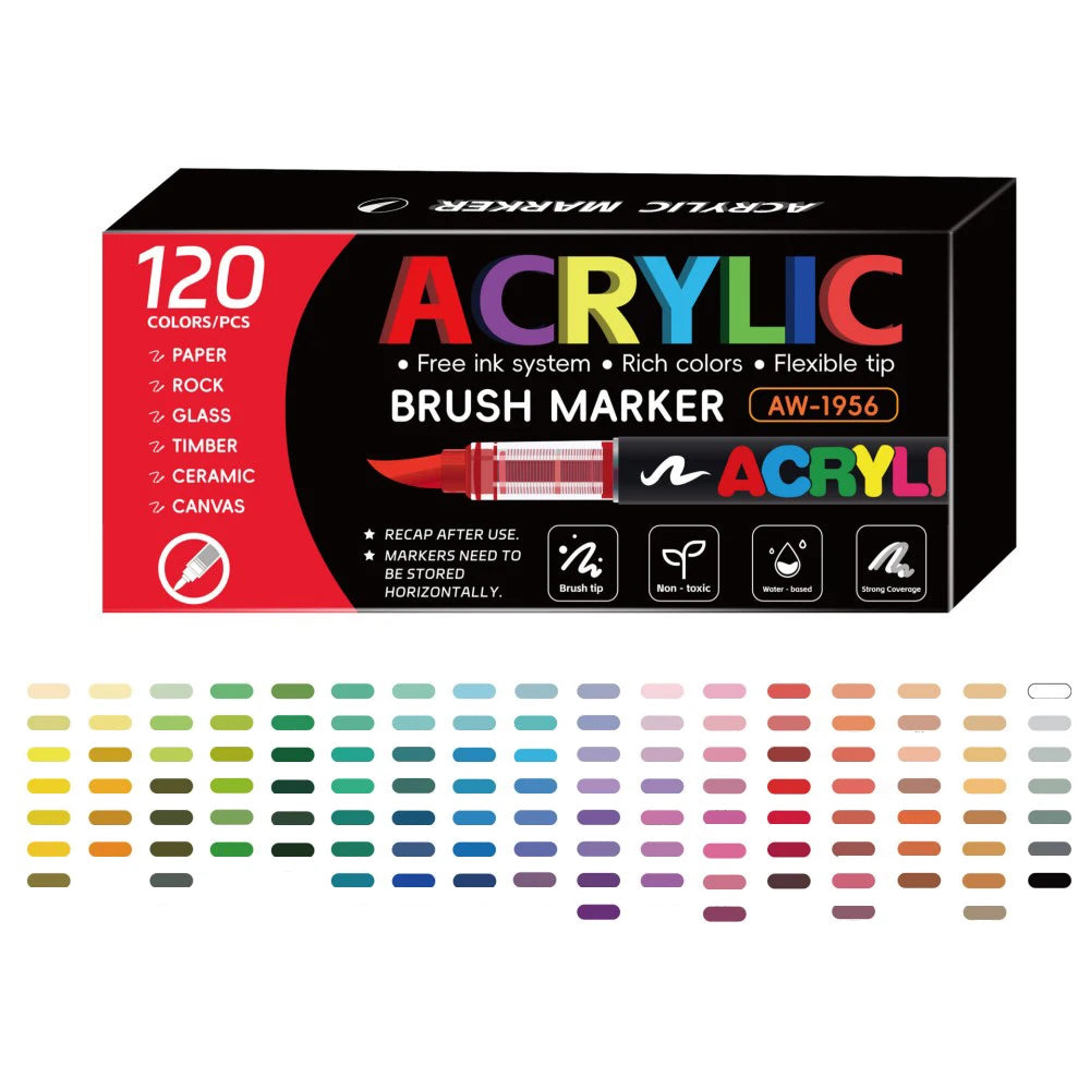 12-418 Colors Acrylic Paint Pen Markers Soft Brush