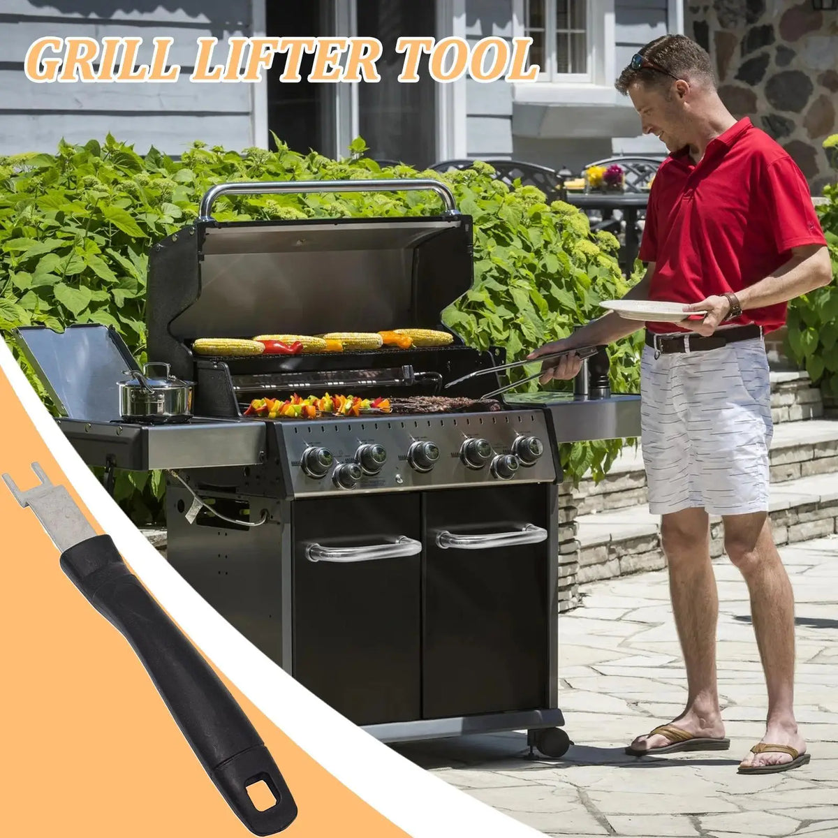 Stainless Steel Grill Grate Lifter Charcoal Grills Bbq