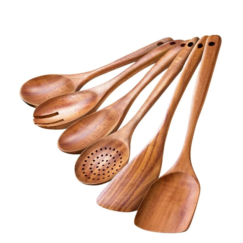 Wooden Utensils Sets Acacia Wood Long Handle Spatula