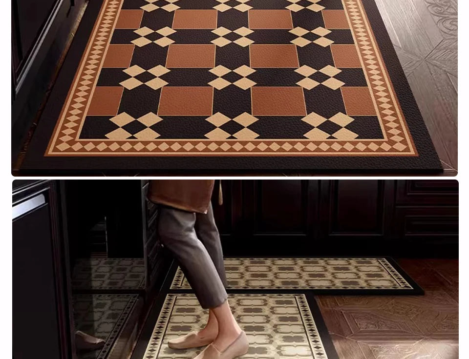 Floor Mat Long Rug Waterproof Non-Slip Pvc Leather