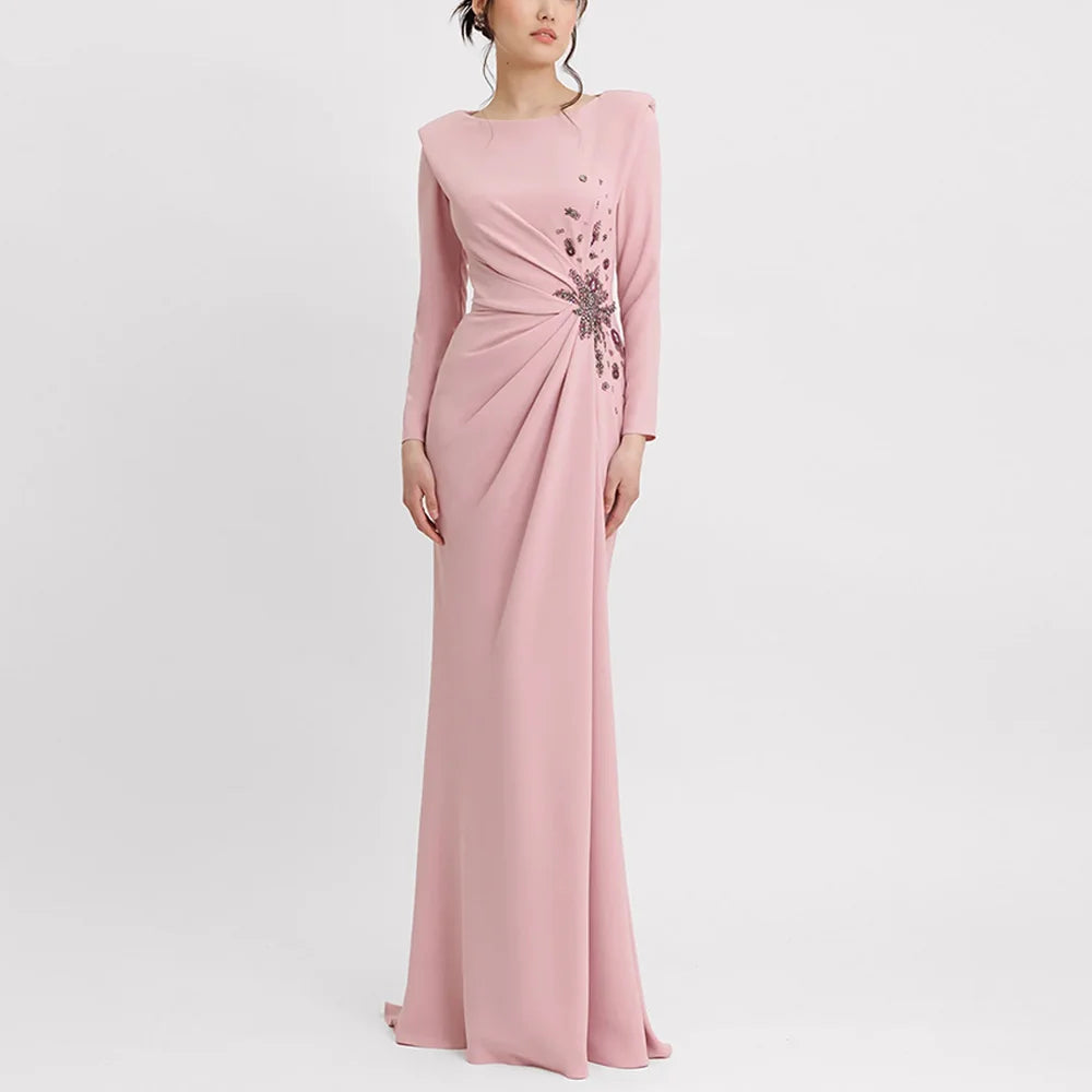 Brush Pink Evening Dress Mermaid Party Gown Customized