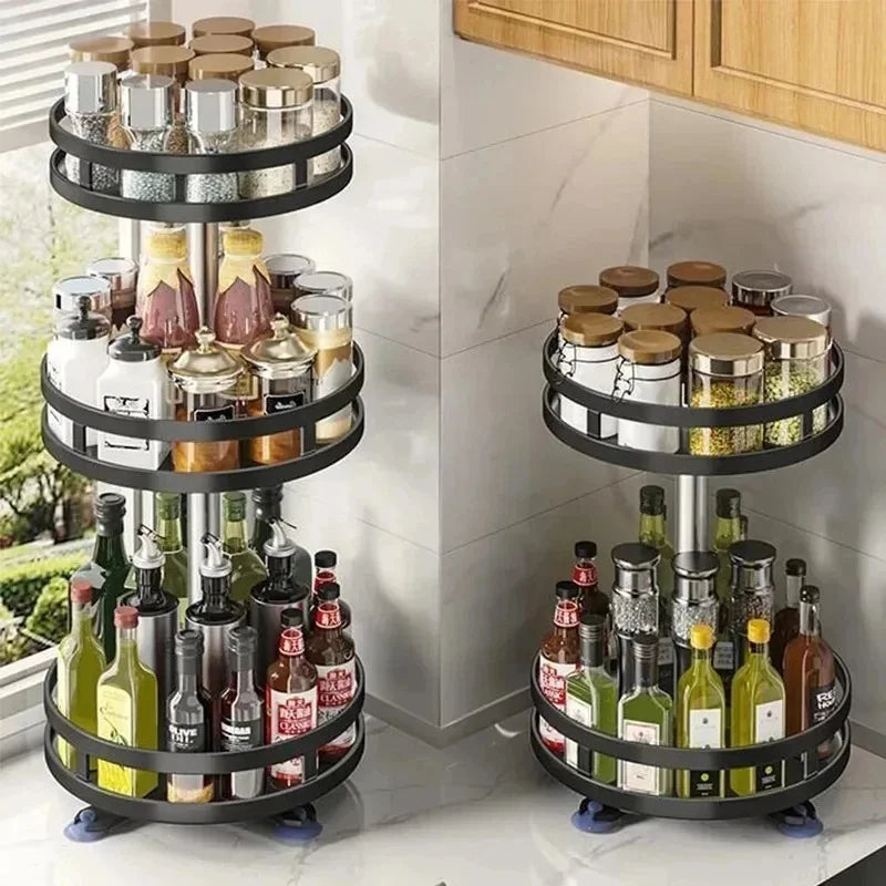 360 Rotatable Spice Storage Turntable Organizer Rack Seasoning