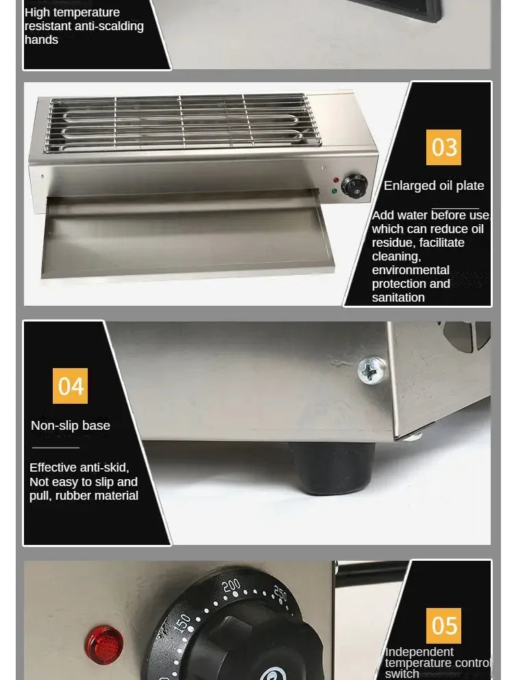 Electric Barbecue Grill Commercial Smoke-Free Indoor Stainless