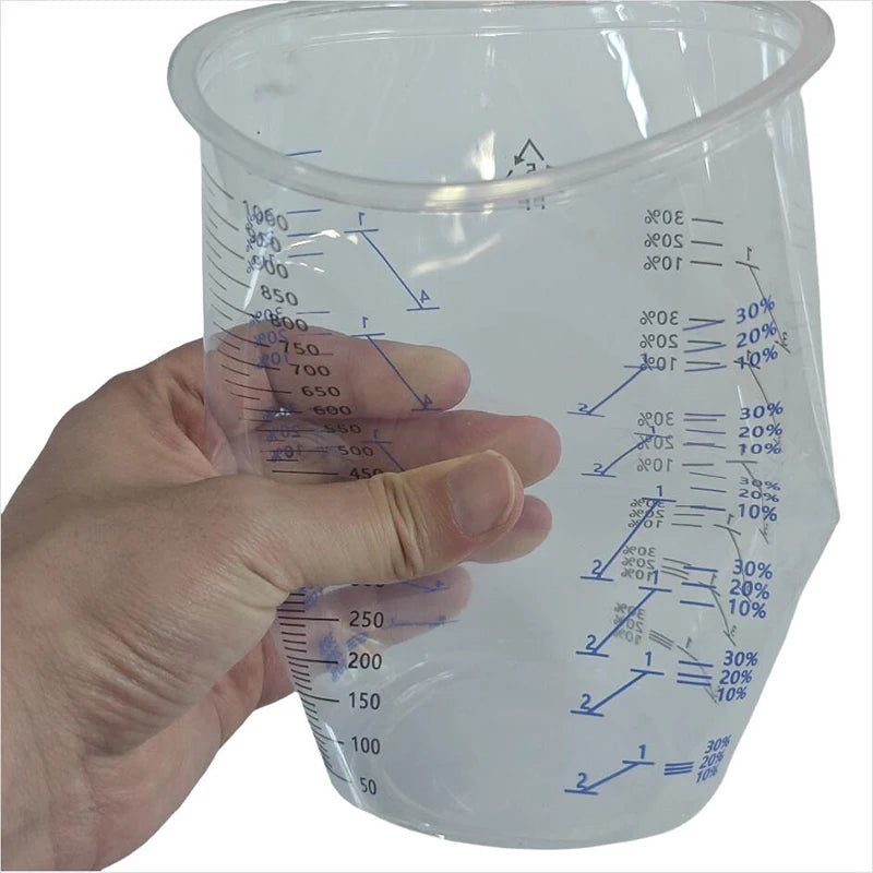 10pcs Disposable Measuring Cups 1000ml Clear Graduated Plastic