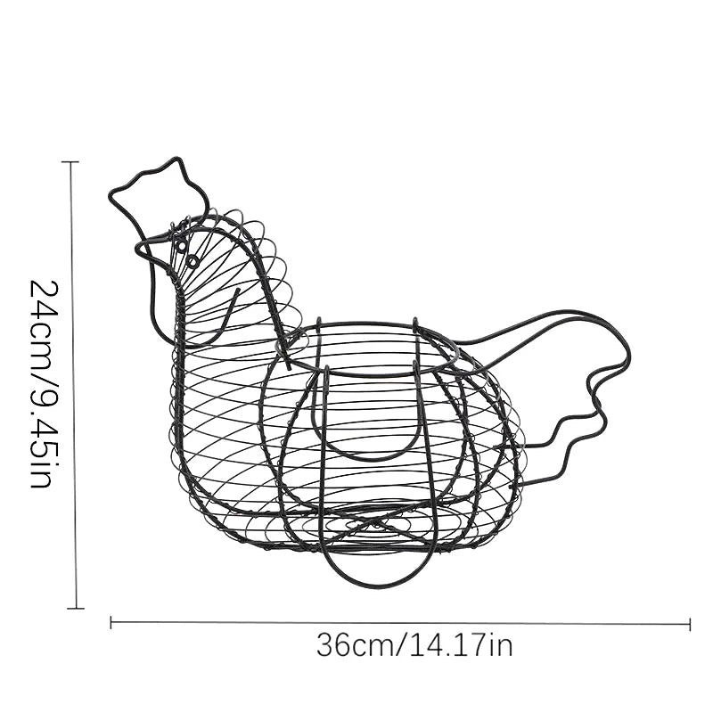 Iron Art Eggs Storage Basket Chicken Shaped Egg