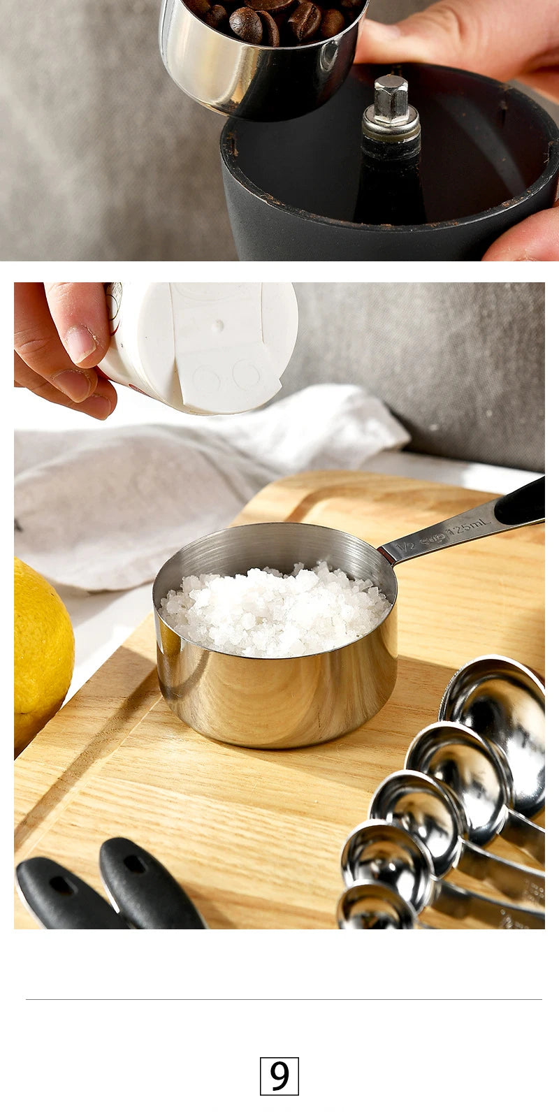 5/10pcs Stainless Steel Measuring Cups Spoons Baking Cake