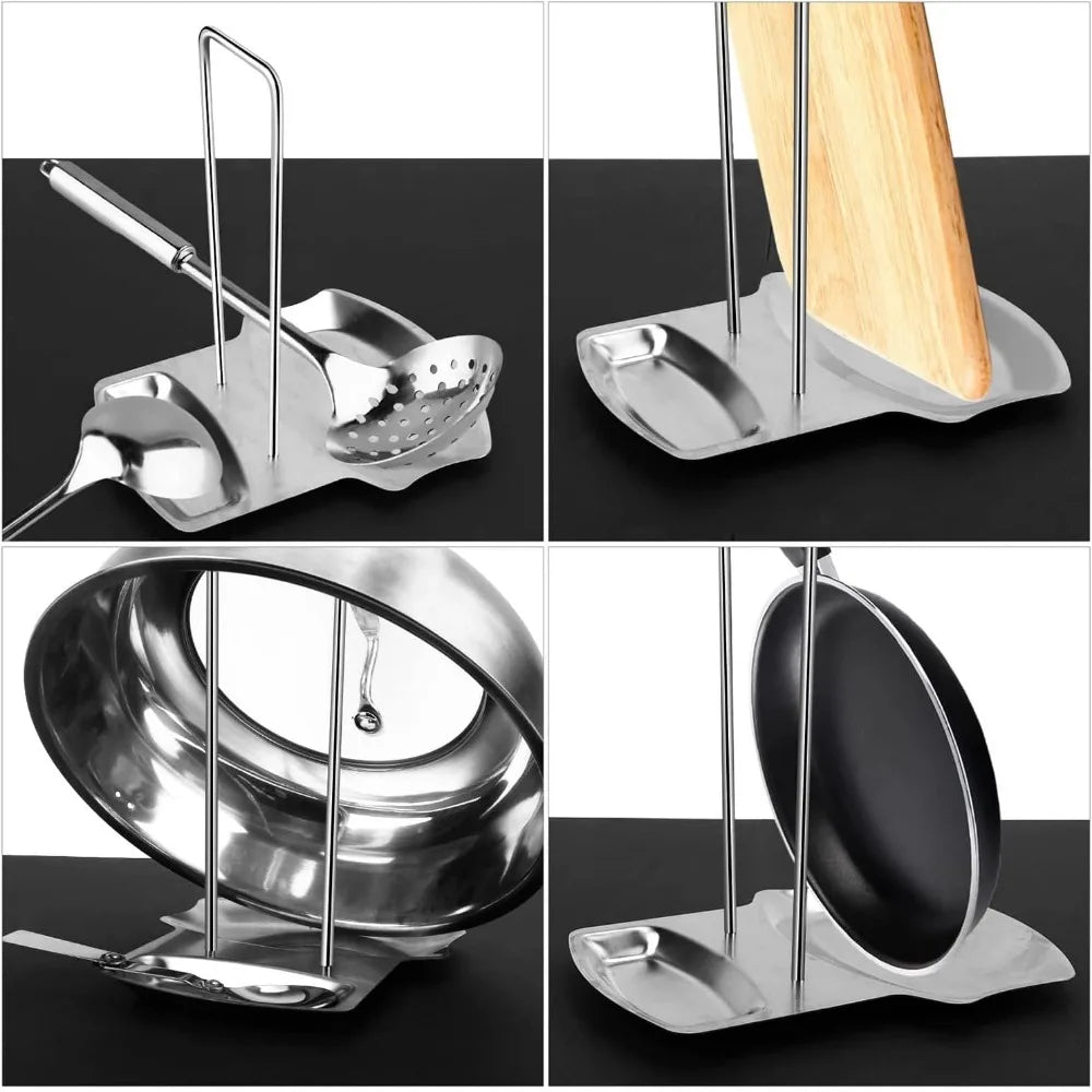 Pot Lid Holder Spoon Rest Stainless Steel Utensils