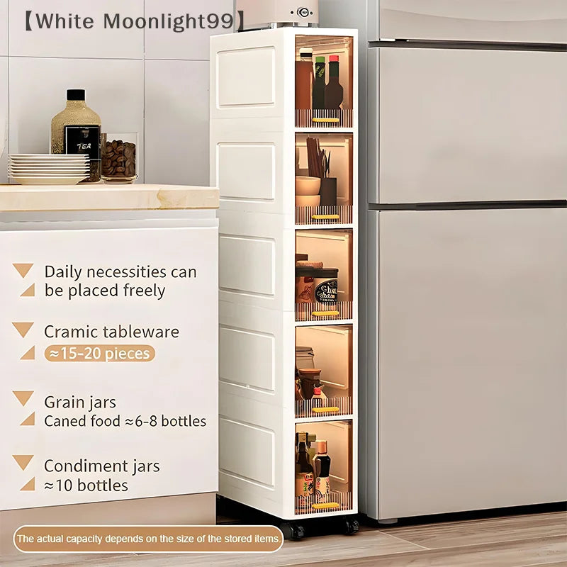 White Foldable Storage Cabinet Bathroom Organizer Slim Cabinet