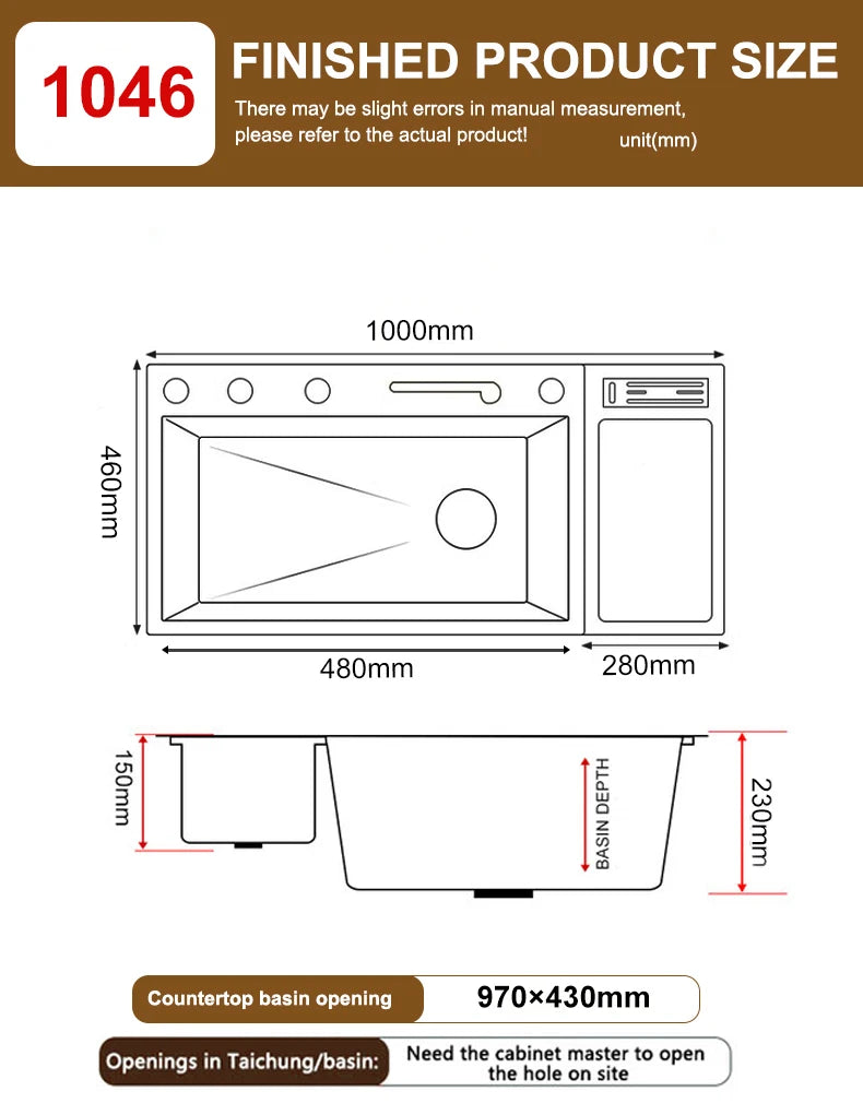 Modern Sinks Stainless Steel Sink Extra Large Slot