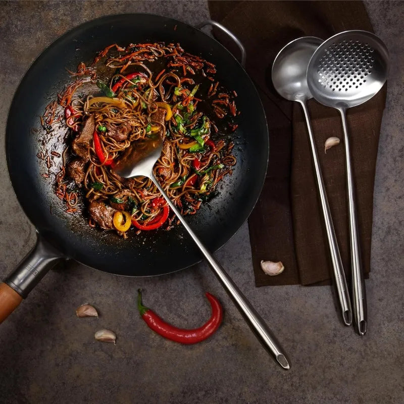 Utensils Food Stainless Steel Wok Spatula Ladle Skimmer