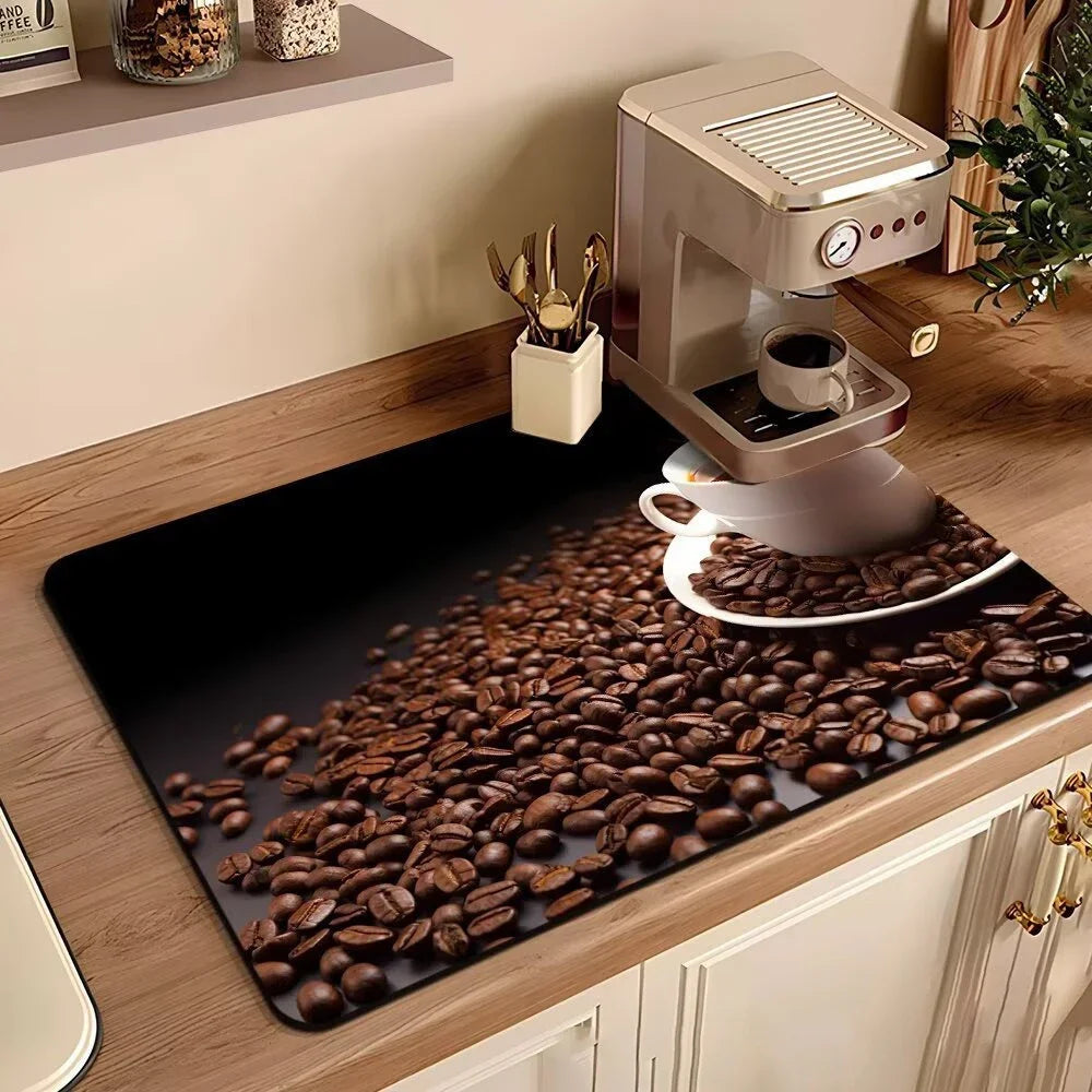 Vikama Green Hand Drawn Coffee Cup Drying Mat