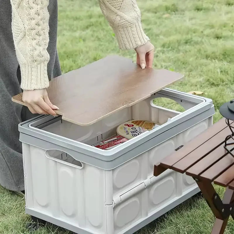 Foldable Camping Chopping Board Table Trolley Wheels Outdoor