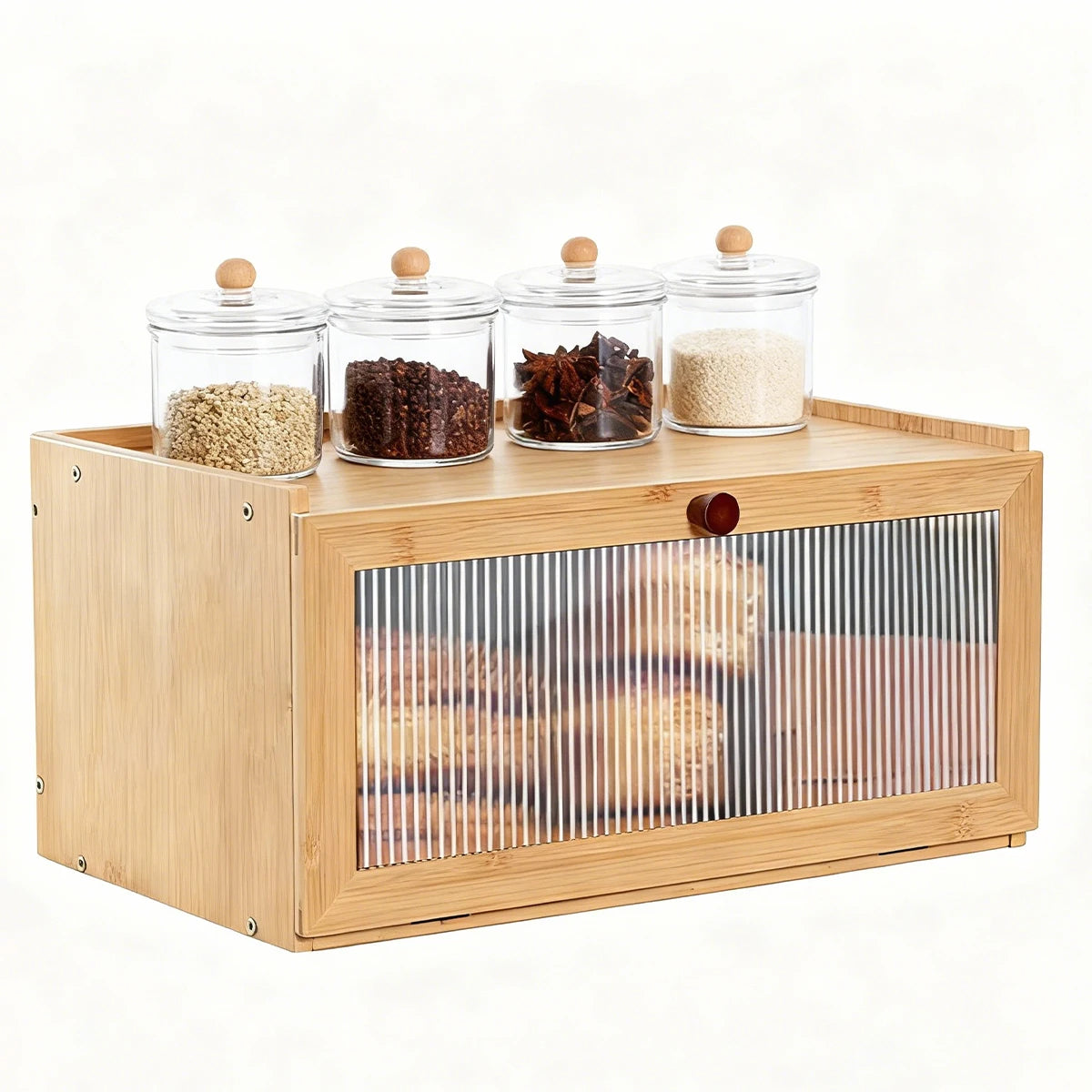Natural Bamboo Bread Box Counter - Large Capacity