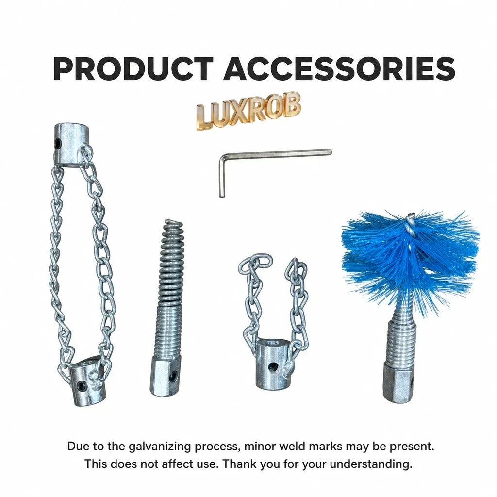 Drain Snake Pipe Cleaning Kit Interchangeable Attachments Heavy