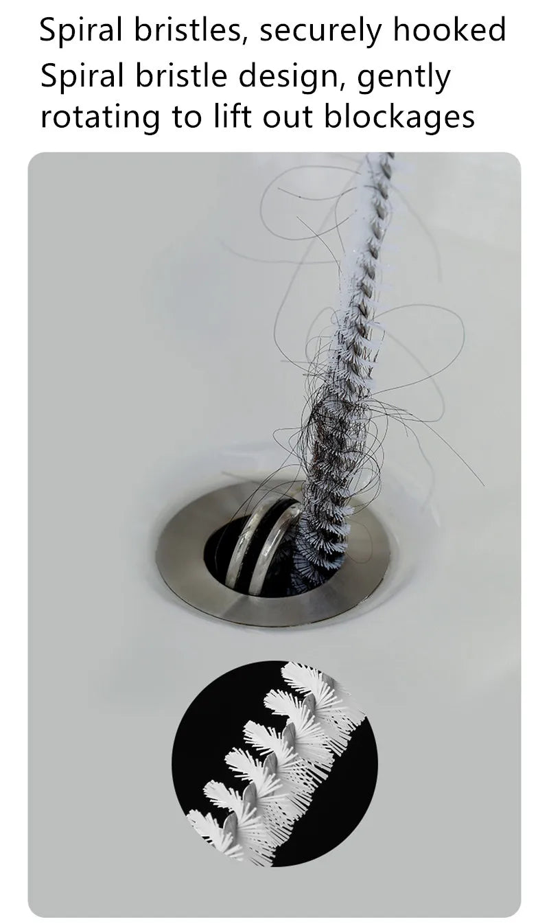 Pipe Dredging Brush Bathroom Hair Sewer Sink Cleaning