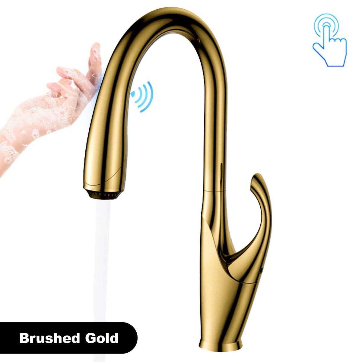 Luxury Black Brass Touch Switch Faucet Handle Ceramic
