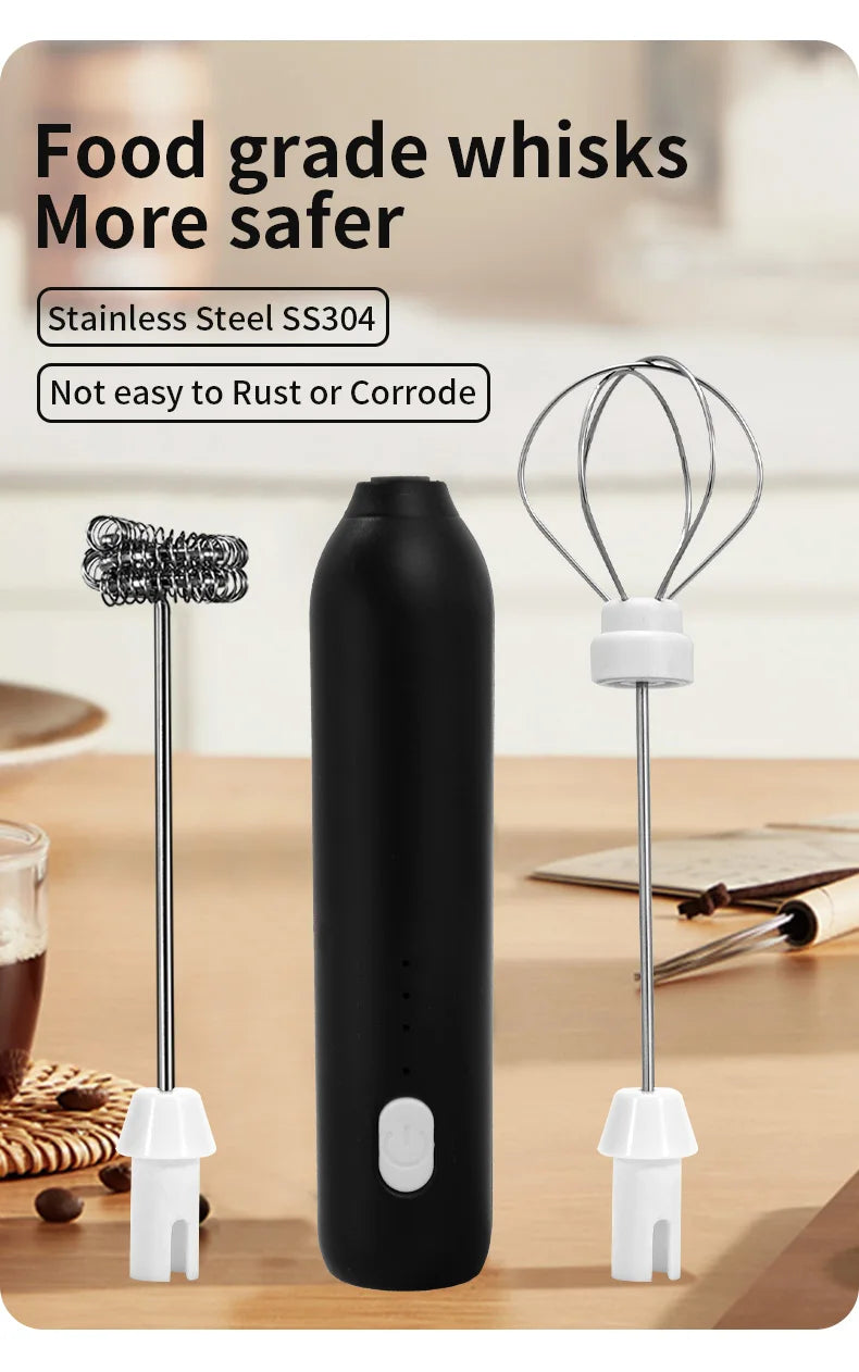 Electric Milk Frother Egg Beater Wireless Type-C Charging