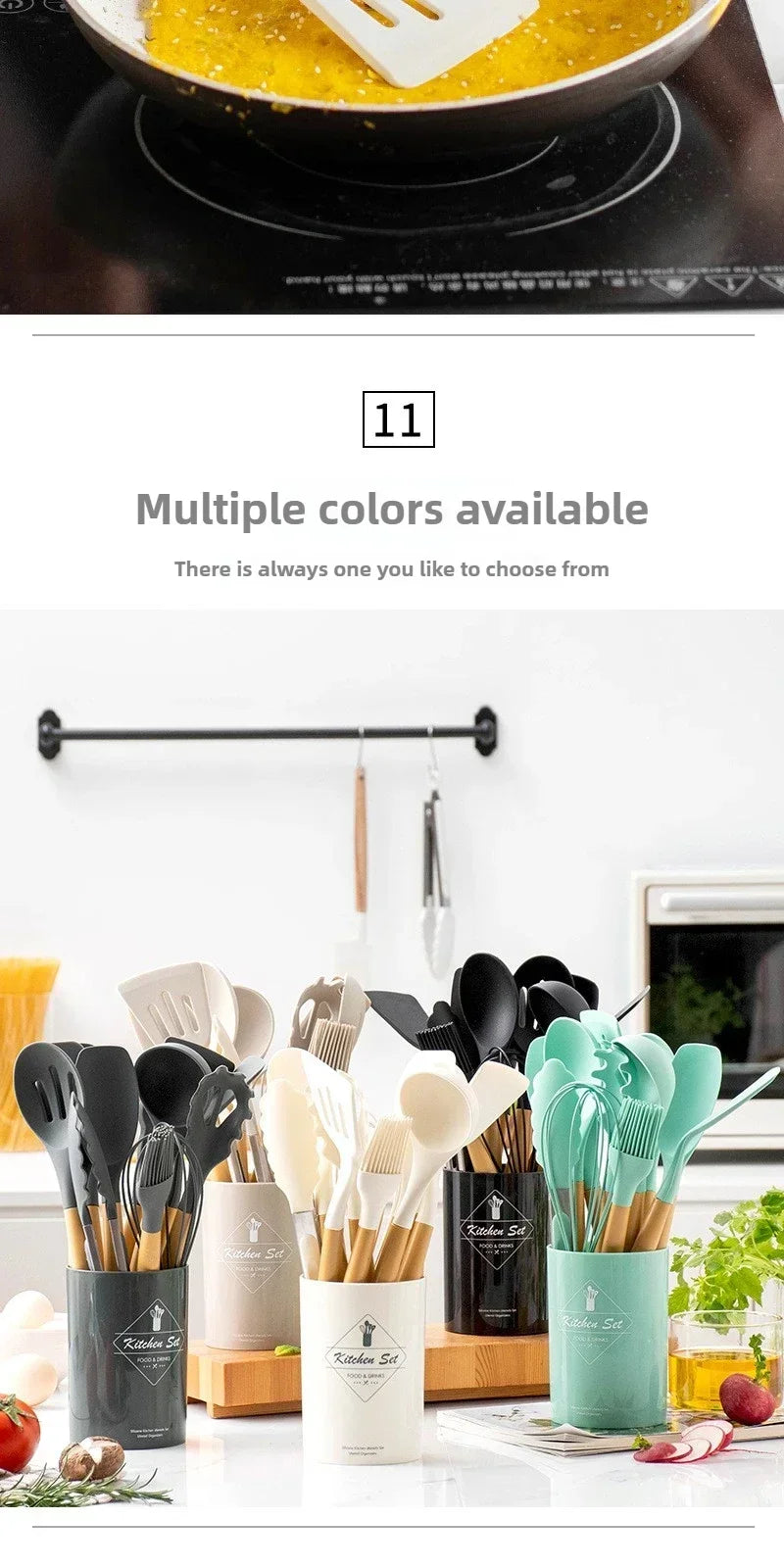 Food Grade Silicone Cooking Utensils Turner Tongs Spatula