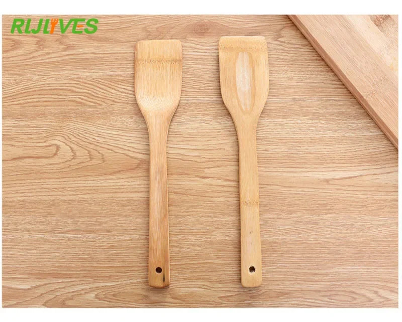 1pc Natural Health Bamboo Wood Slotted Spatula Spoon