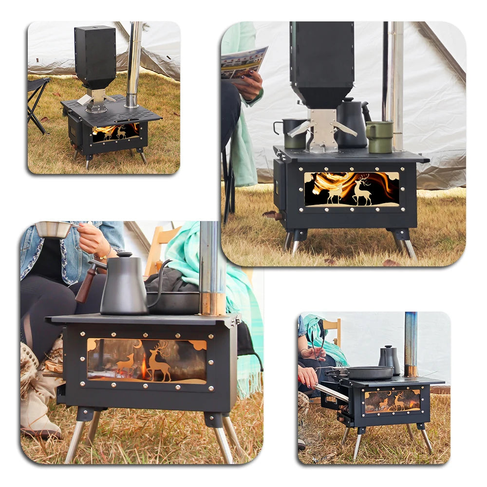 Pellet Burner 16l Storage Capacity Stainless Steel Firewood